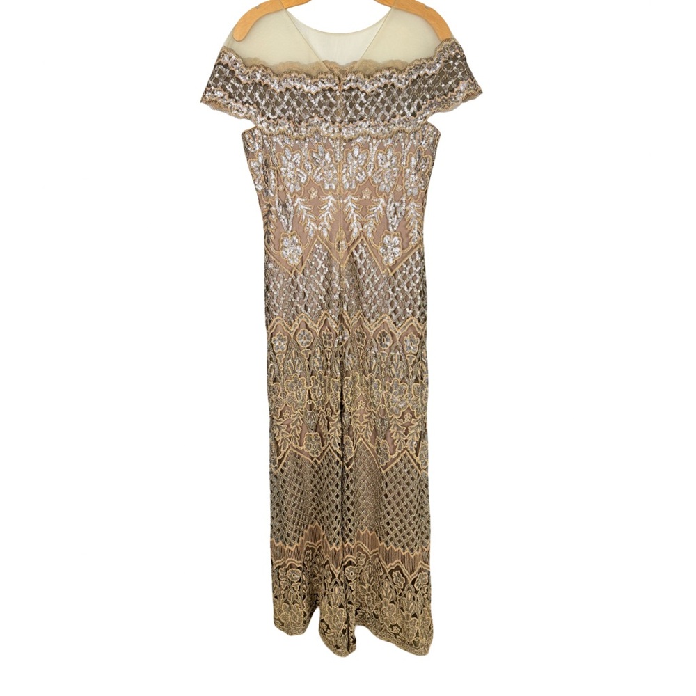 Tadashi Shoji Hawley Sequin Embroidered Gown in copper/rose color Size 10 - Picture 3 of 10